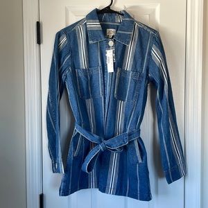 Jcrew striped belted denim jacket